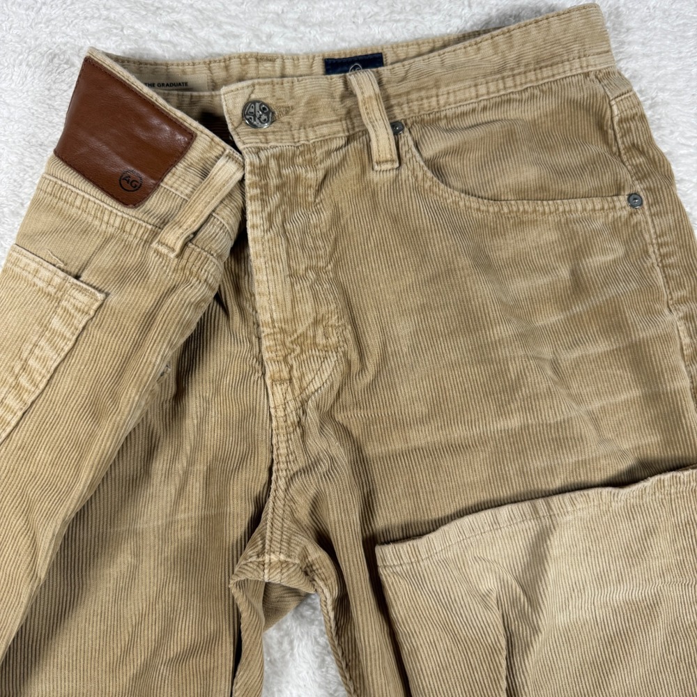 AG Adriano Goldschmied The Graduate Mens 34 Beige Tailored Leg Corduroy 1174FVC